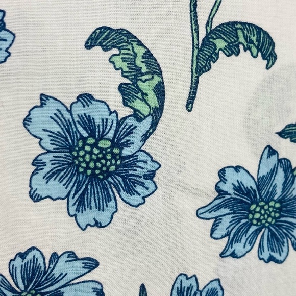 J. Crew blue and white floral print button front long sleeve shirt. Medium - Picture 3 of 7